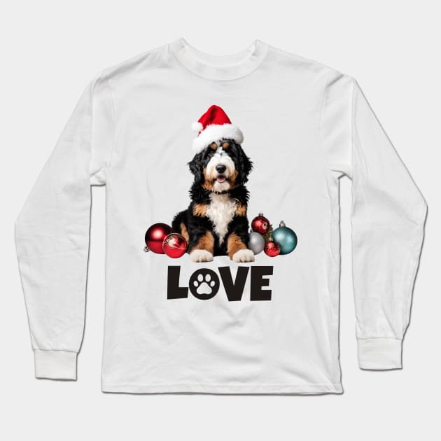 Christmas Bernedoodle LOVE Long Sleeve T-Shirt by Doodle and Things